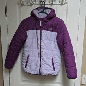 Eddie Bauer Kids XL Purple and Lilac Hooded Puffer Jacket Warm Lining Hoodie